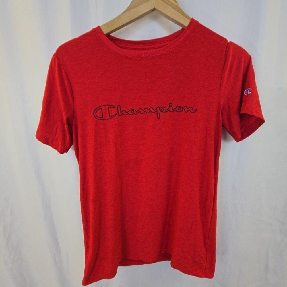 Champion Shirt Youth 18/20 Red Logo Tagless Crewneck Short Sleeve Tee Top